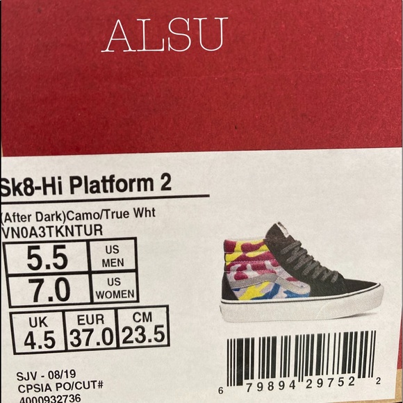 💖MEGA SALE💖VANS SK8-HI Platform After Dark Camo Suede Women's Size VN0A3TKNTUR - Picture 10 of 10